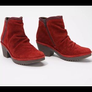 Fly London Leather Ankle Boots Wego Red NWOT